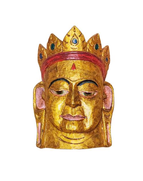 padmasambhava, Handmade Wooden Mask, Wall Hanging, thangka Color Finishing, Poplar Wood