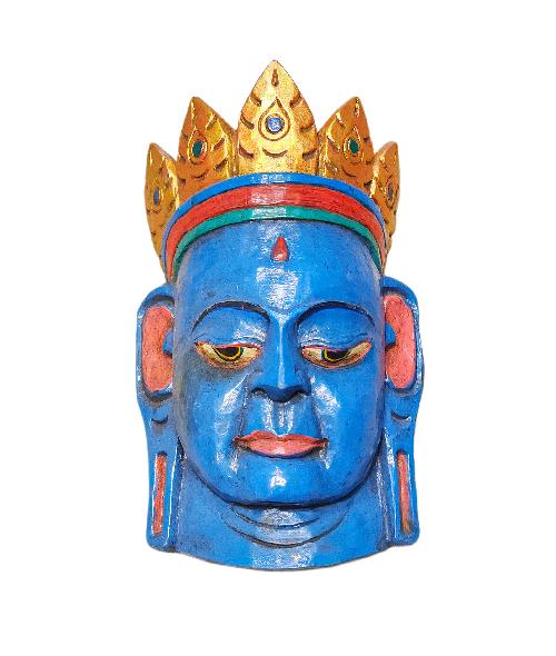 padmasambhava, Handmade Wooden Mask, Wall Hanging, thangka Color Finishing, Poplar Wood