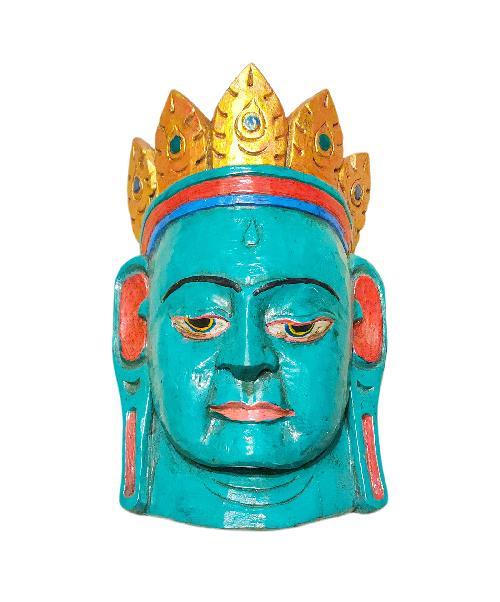 padmasambhava, Handmade Wooden Mask, Wall Hanging, thangka Color Finishing, Poplar Wood