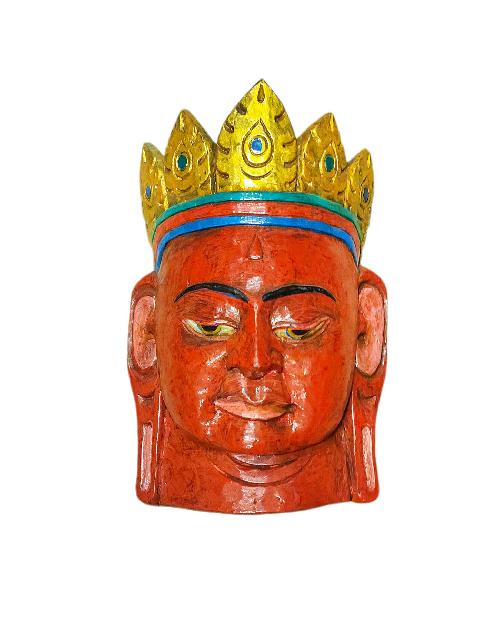 padmasambhava, Handmade Wooden Mask, Wall Hanging, thangka Color Finishing, Poplar Wood