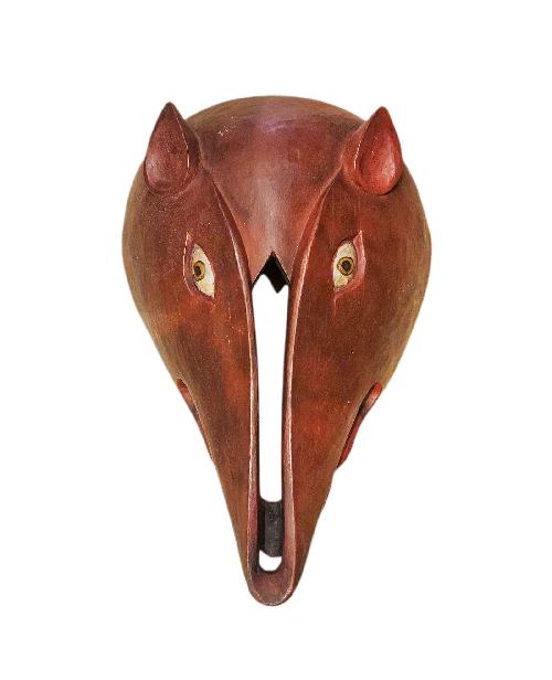 [tribal Mask], Handmade Wooden Mask, Wall Hanging, [thangka Color Finishing], Poplar Wood