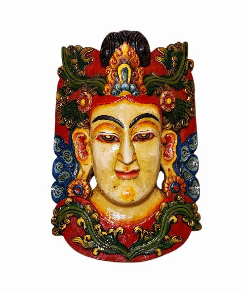 tara, Handmade Wooden Mask, Wall Hanging, thangka Color Finishing, Poplar Wood