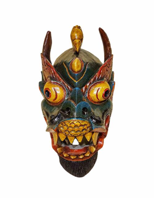 dragon, Handmade Wooden Mask, Wall Hanging, thangka Color Finishing, Poplar Wood