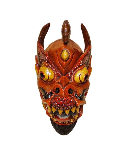 dragon, Handmade Wooden Mask, Wall Hanging, thangka Color Finishing, Poplar Wood
