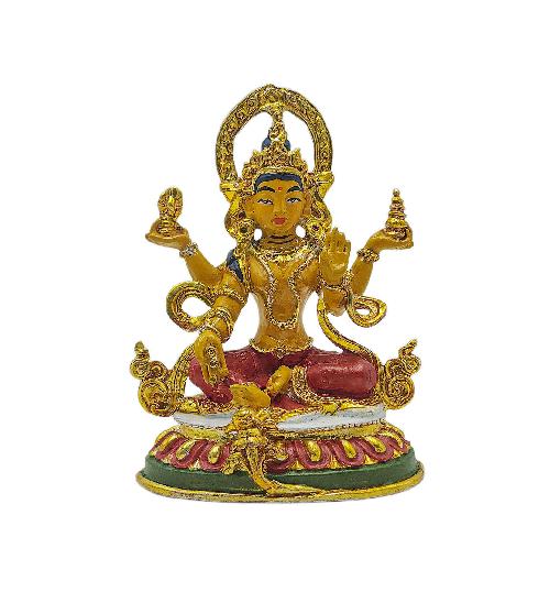 lakshmi, Buddhist Miniature Statue, thangka Color Finishing, face Painted