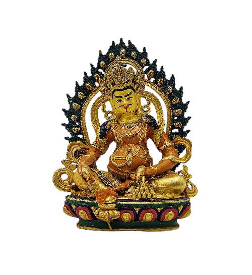 yellow Jambhala, Buddhist Miniature Statue, thangka Color Finishing,