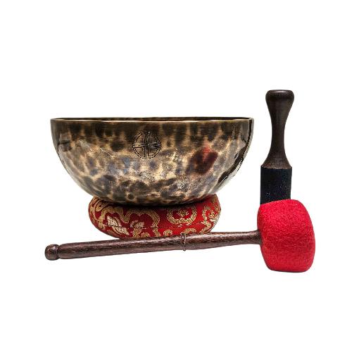 full Moon Bowl, Moon Carved, Buddhist Hand Beaten, Antique Finishing, select Accessories