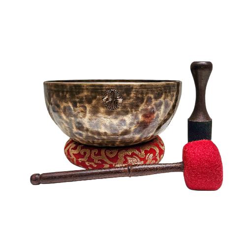 full Moon Bowl, Moon Carved, Buddhist Hand Beaten, Antique Finishing, select Accessories