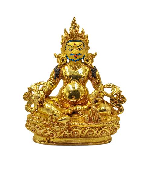 yellow Jambhala, Buddhist Statue, full Gold Plated, face Painted