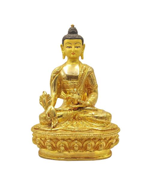 medicine Buddha, Buddhist Statue, full Gold Plated, face Painted