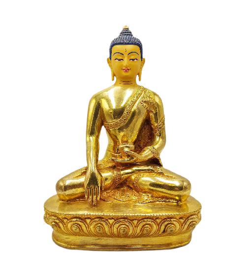 shakyamuni Buddha, Buddhist Statue, full Fire Gold Plated, face Painted