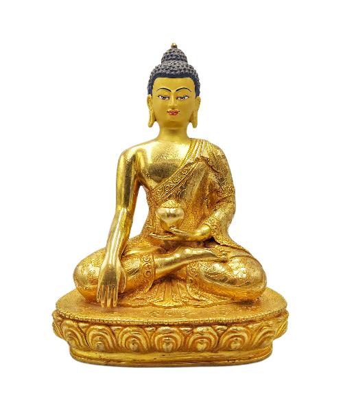 shakyamuni Buddha, Buddhist Statue, full Fire Gold Plated, face Painted
