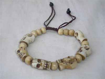 Skull Design Yak Bone Bracelet, Handmade In Nepal