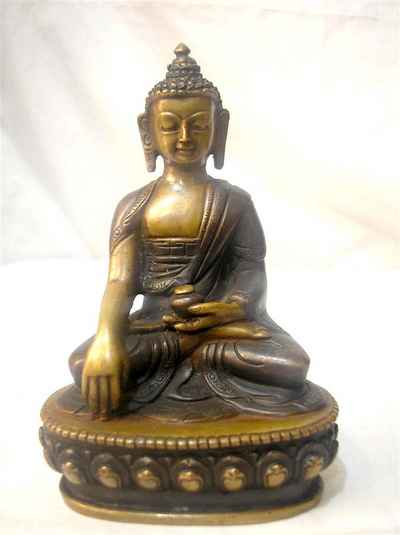Shakyamuni Buddha Statue, [chocolate Oxidized], [old Post], [remakable]