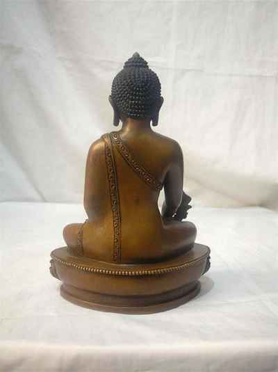 Shakyamuni Buddha Statue, [chocolate Oxidized], [old Post], [remakable]