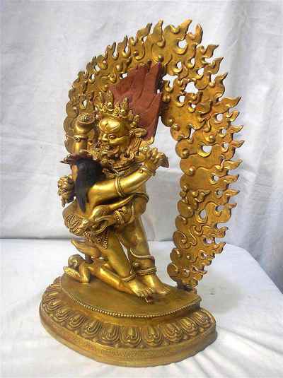 Black Jambhala Statue, [full Gold Plated], [old Post], [remakable]