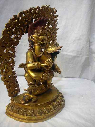 Black Jambhala Statue, [full Gold Plated], [old Post], [remakable]