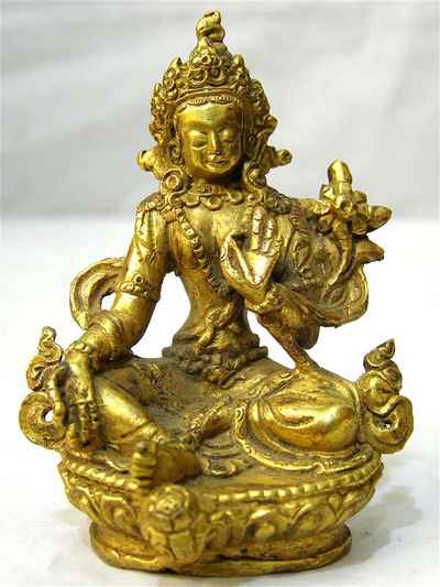 Green Tara Statue, [full Gold Plated], [sold]