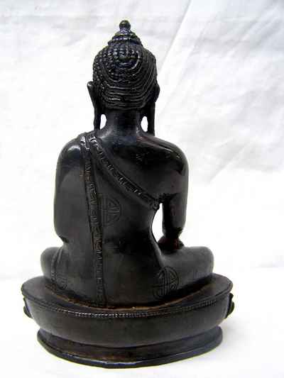 Shakyamuni Buddha Statue, [black Oxidized], [old Post], [remakable]