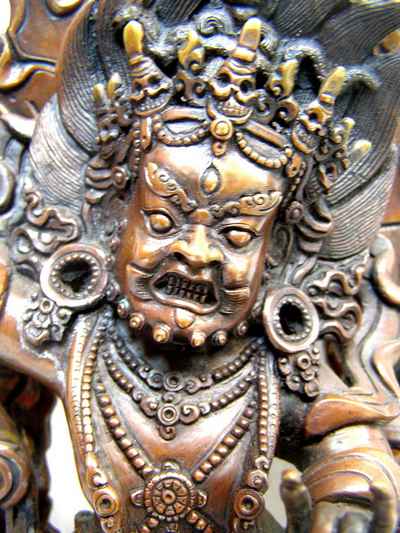 Vajrapani Statue, [chocolate Oxidized], [old Post], [remakable]