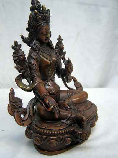 Green Tara Statue, [chocolate Oxidized], [sold]