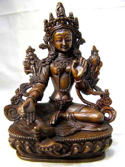 Green Tara Statue, [chocolate Oxidize], [old Post], [remakable]