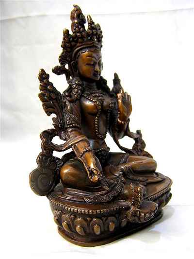 Green Tara Statue, [chocolate Oxidize], [old Post], [remakable]