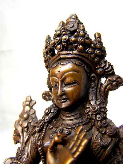 Green Tara Statue, [chocolate Oxidize], [old Post], [remakable]