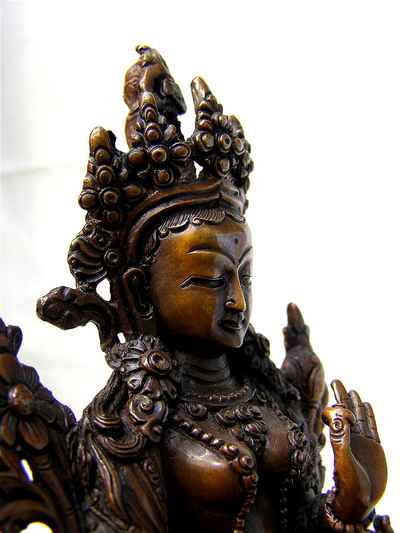 Green Tara Statue, [chocolate Oxidize], [old Post], [remakable]