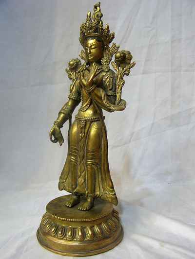 Green Tara Statue, [full Gold Plated], [sold]