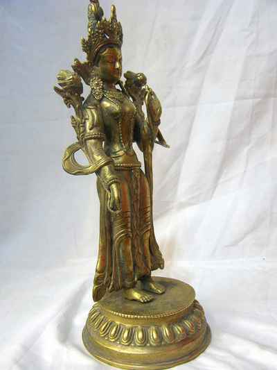 Green Tara Statue, [full Gold Plated], [sold]