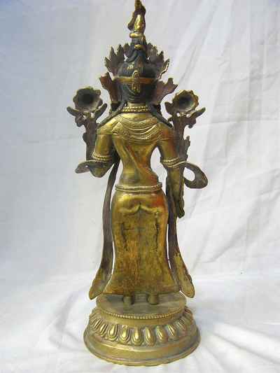 Green Tara Statue, [full Gold Plated], [sold]