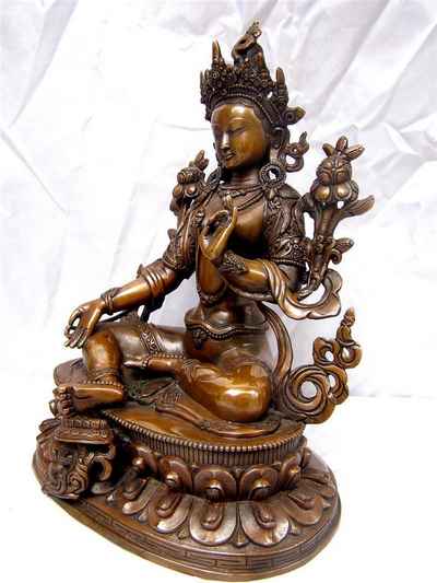 Green Tara Statue, [chocolate Oxidize], [sold], [old Post], [remakable]