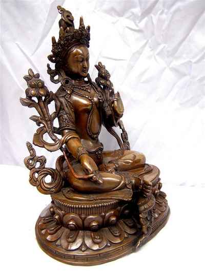 Green Tara Statue, [chocolate Oxidize], [sold], [old Post], [remakable]