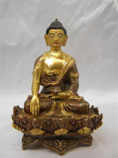Shakyamuni Buddha Statue, [partly Gold Plated], [painted Face], [sold]