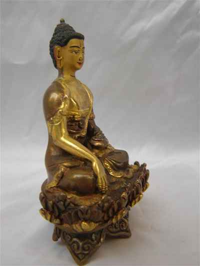 Shakyamuni Buddha Statue, [partly Gold Plated], [painted Face], [sold]
