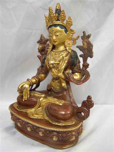 White Tara Statue, [partly Gold Plated], [painted Face], [sold]