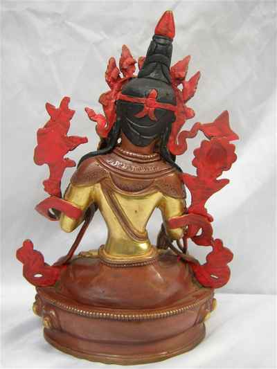 White Tara Statue, [partly Gold Plated], [painted Face], [sold]