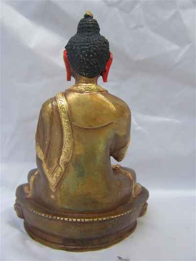 [best Price], Amoghasiddhi Buddha Statue, [partly Gold Plated], [painted Face], For A Gift, Altars And Buddhist Ritual