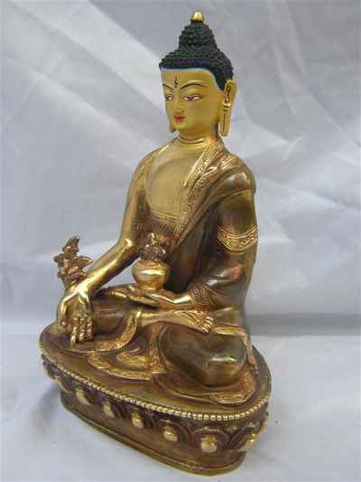 [best Price], Medicine Buddha Statue, [partly Gold Plated], [painted Face], For A Gift, Altars And Buddhist Ritual