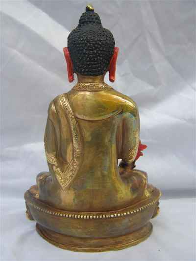 [best Price], Medicine Buddha Statue, [partly Gold Plated], [painted Face], For A Gift, Altars And Buddhist Ritual