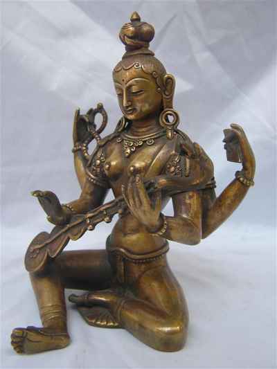 Saraswati Statue, [bronze Finishing], [master Quality], [rare Find], [sold]