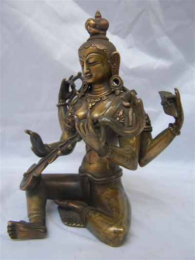 Saraswati Statue, [bronze Finishing], [master Quality], [rare Find], [sold]