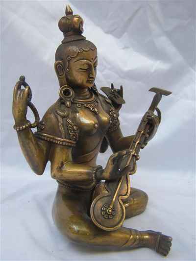 Saraswati Statue, [bronze Finishing], [master Quality], [rare Find], [sold]