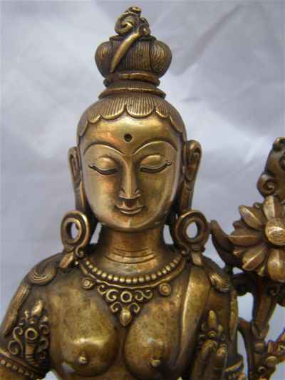 Green Tara Statue, [bronze Finishing], [master Quality], [rare Find], [sold]