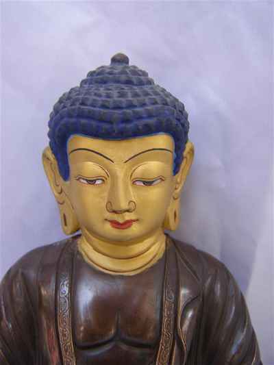 Japanese Style Buddha Statue, [chocolate Oxidized], [painted Face], [sold]