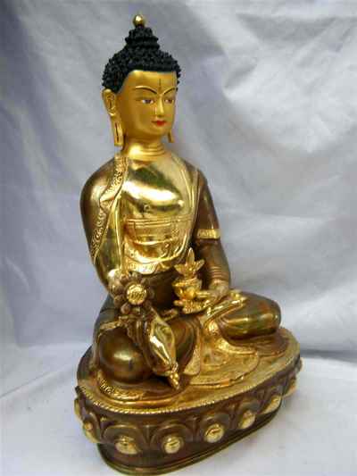 [best Price], Medicine Buddha Statue, [partly Gold Plated], [painted Face], [old Post], [remakable]