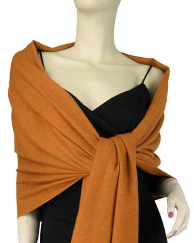 Silk Mix Pashmina, 70 Percent Pashmina, 30 Percent Silk, Old Style, Burnt Orange 2