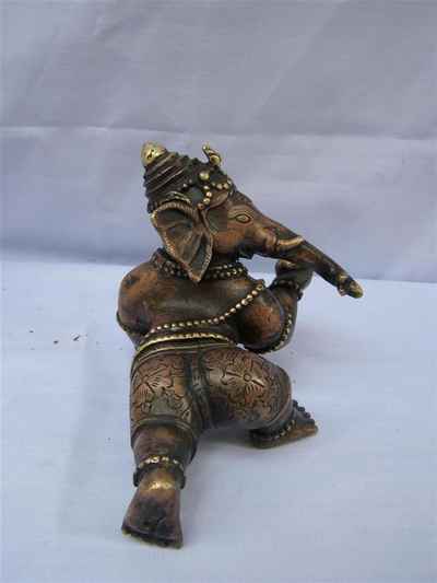 Exquisite And Rare Nepali Brass Ganesh Statue, [old Post], [remakable]