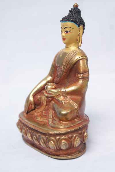 Shakyamuni Buddha Statue, [partly Gold Plated], [painted Face]